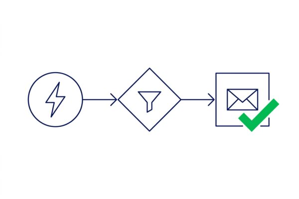 n8n-Workflow mit Trigger, Filter und E-Mail-Automation verbunden