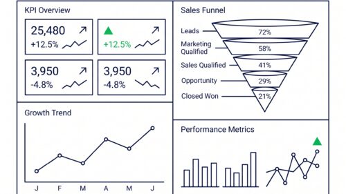 Dashboard mit KPIs zeigt Wachstum im KI-Reporting