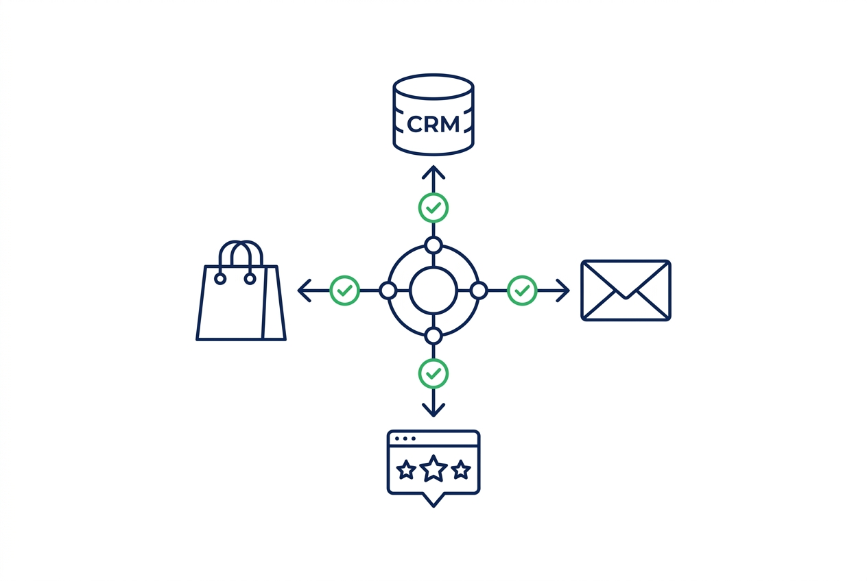 Bewertungssteuerung verbindet Shop, CRM, E-Mail und Plattformen automatisch