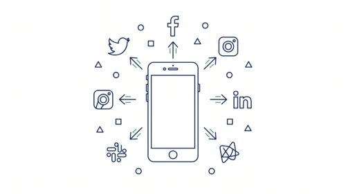 Smartphone mit Plattformen für Social Media Multi-Posting