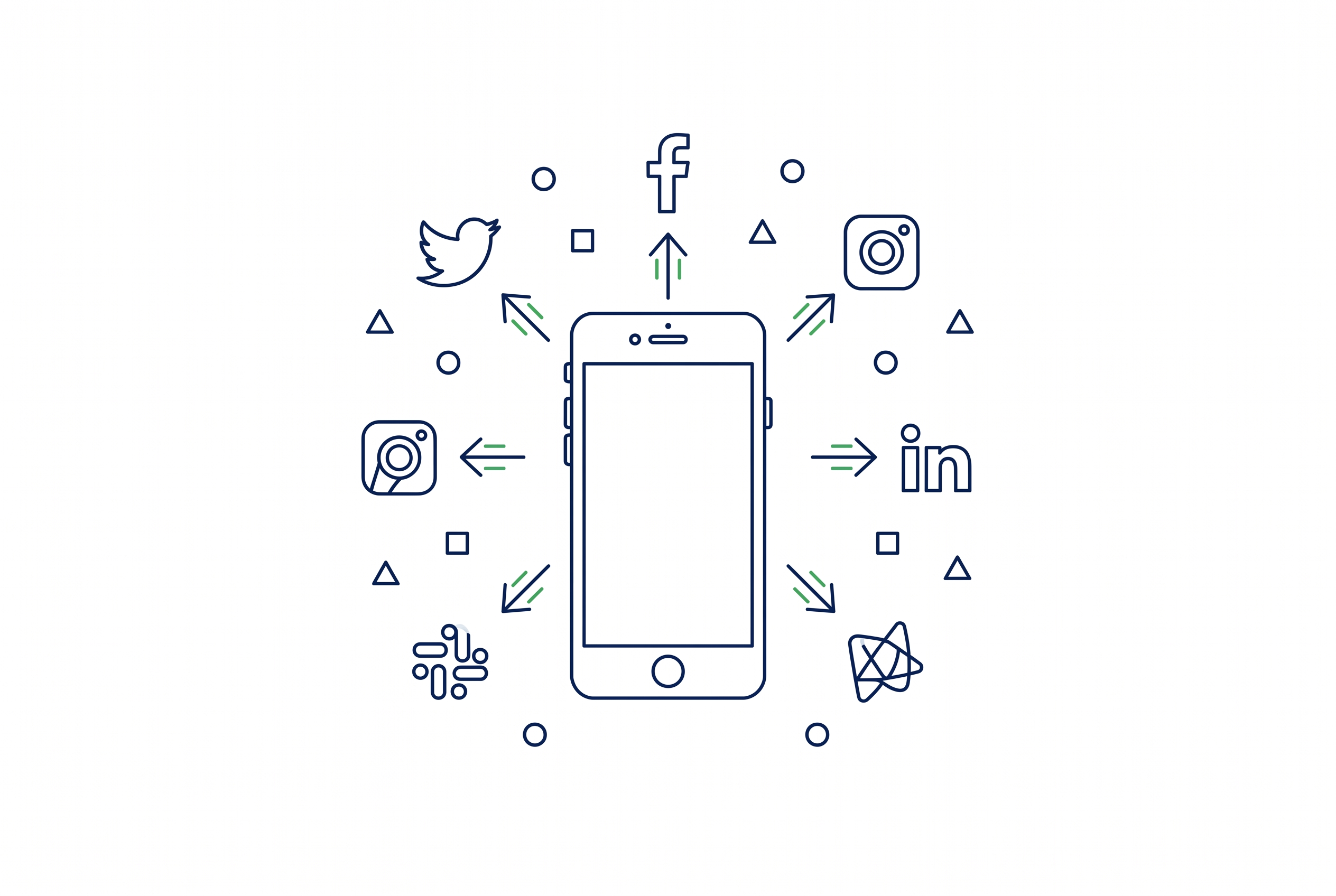 Smartphone mit Plattformen für Social Media Multi-Posting