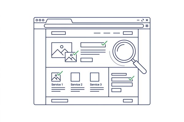 Website-Check mit Prüflinsen für SEO Audit und Sichtbarkeit