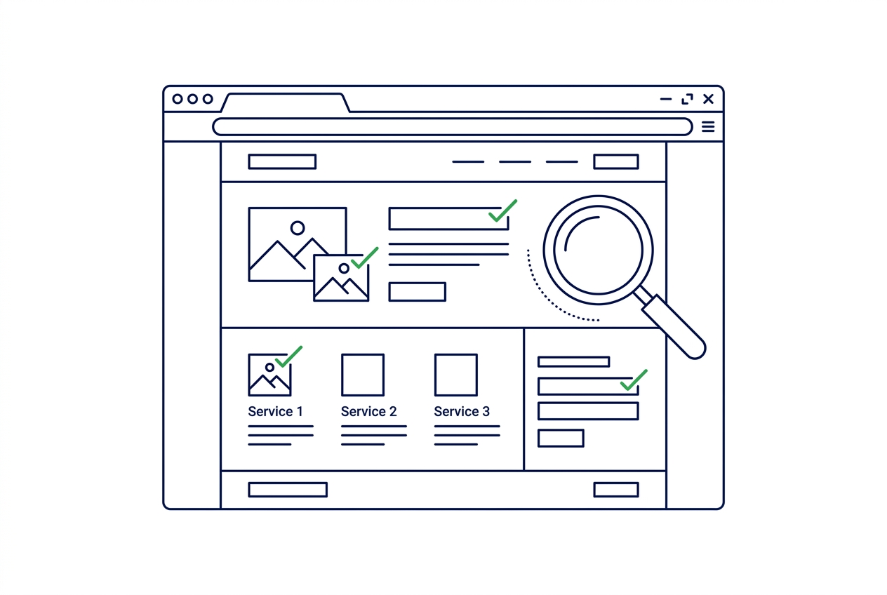 Website-Check mit Prüflinsen für SEO Audit und Sichtbarkeit